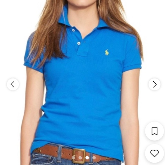 Polo Ralph Lauren Shirt Women’s Size Medium  Turquoise Blue “The Skinny Polo” - Picture 1 of 11